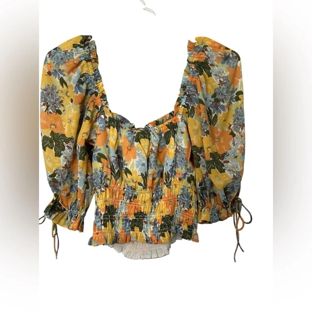 Abercrombie and Fitch Floral Smocked Cropped Top